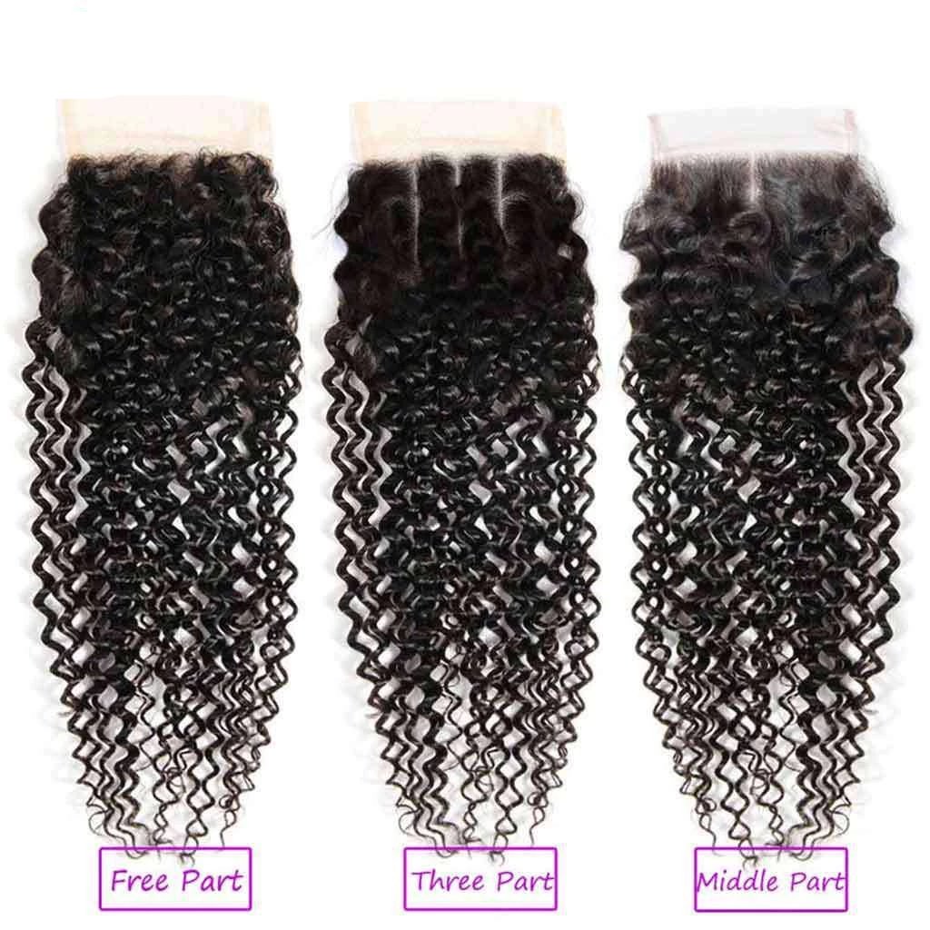 9A Jerry Curly 3 Bundles with Lace ClosureNatural Color Purvian Virgin Hair - Image 5