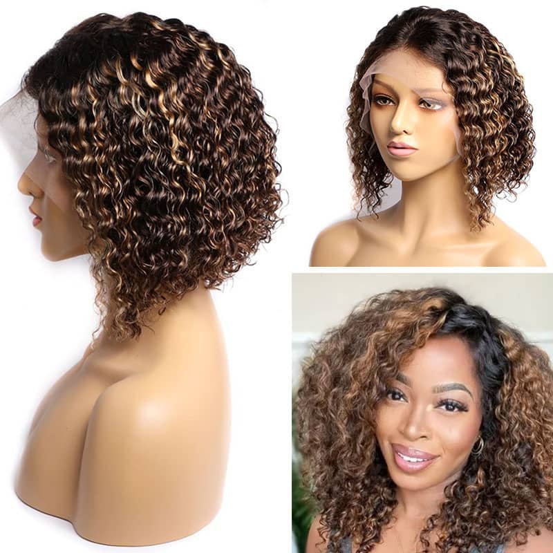 Water Wave Bob Highlight Short Hair 5x5 Closure wig high density - Image 2