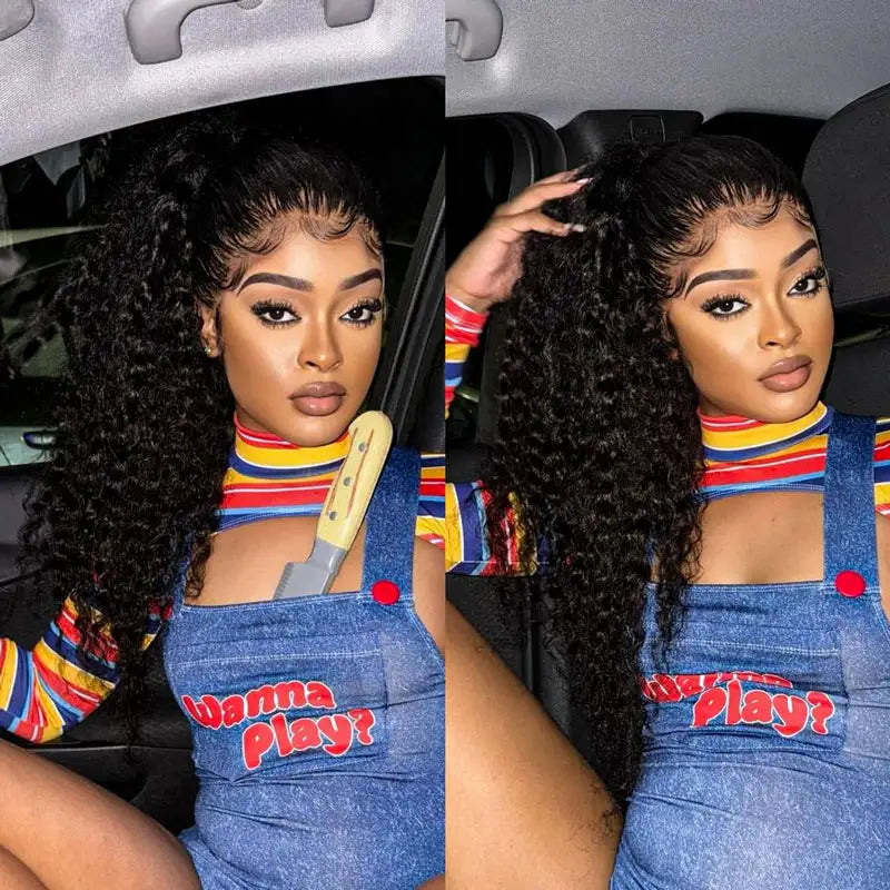 Pre Plucked Deep Wave 360 Lace Frontal Wig with Baby Hair Brazilian Hair - Image 3