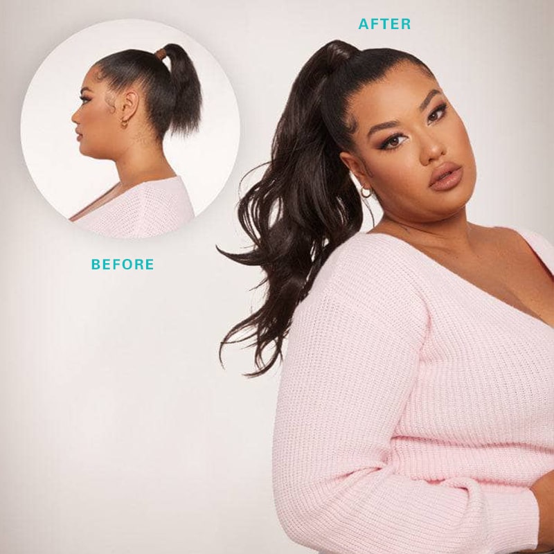 Long Ponytail Body Wave Human Hair Extensions With Clip - Image 2