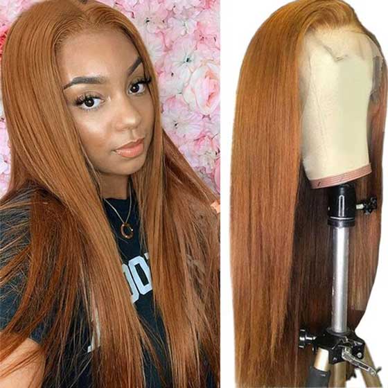 30# Brown 4*4 13*4 13*6 Straight Hair Lace Wigs 180% Pre-plucked Human Hair Lace Front Wigs - Image 2