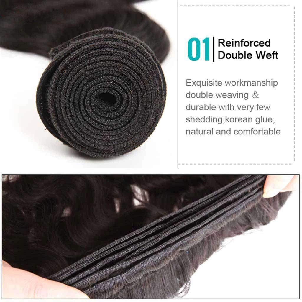 9A Body Wave Virgin Hair 3 Bundles with Closure Natural Color Indian Hair - Image 2