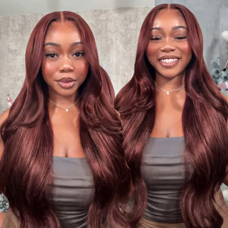 Reddish Brown Colored Body Wave Human Hair Lace Frontal Wigs 13x4 13x6 Ashimary Virgin Hair Front Wigs - Image 3
