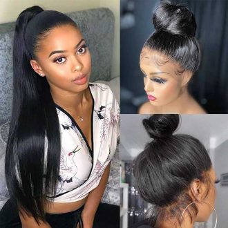360 Lace Frontal Wig Transparent Lace Straight Brazilian Human Hair 10A Hair Pre-Plucked With Baby Hair