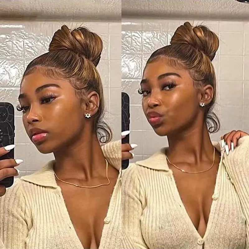 Pre Plucked Highlight Glueless 360 Transparent Lace Frontal Wigs 100% Human Hair - Image 10