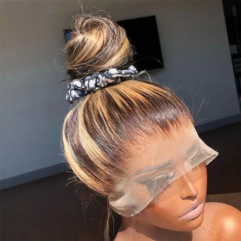 Pre Plucked Highlight Glueless 360 Transparent Lace Frontal Wigs 100% Human Hair - Image 11