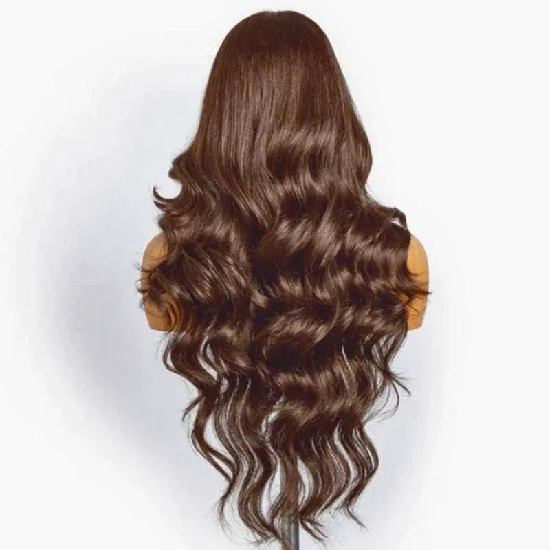 360 Lace Frontal 4# Chocolate Brown Body Wave Lace Front Wig Transparent Preplucked Lace Frontal Wig Colored Wigs - Image 10