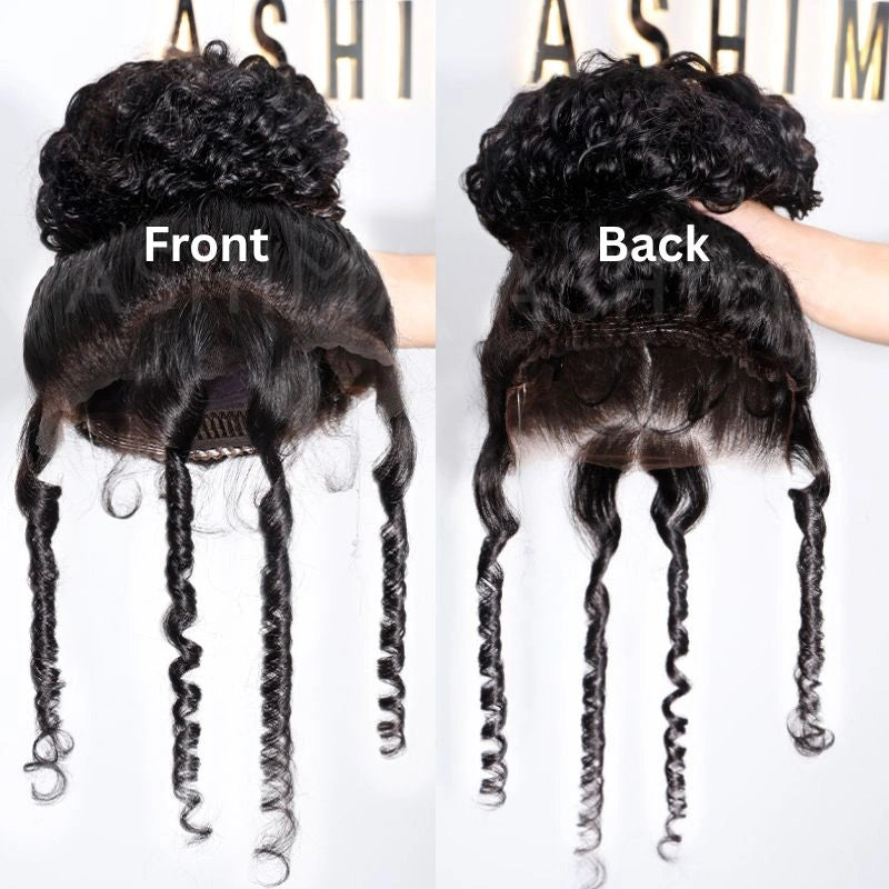 Pre-Styled Water Wave Ponytail with Spiral Curls Invisi Strap Snug Fit 360 Skin Lace Frontal Bleached Knots Glueless Wig - Image 14