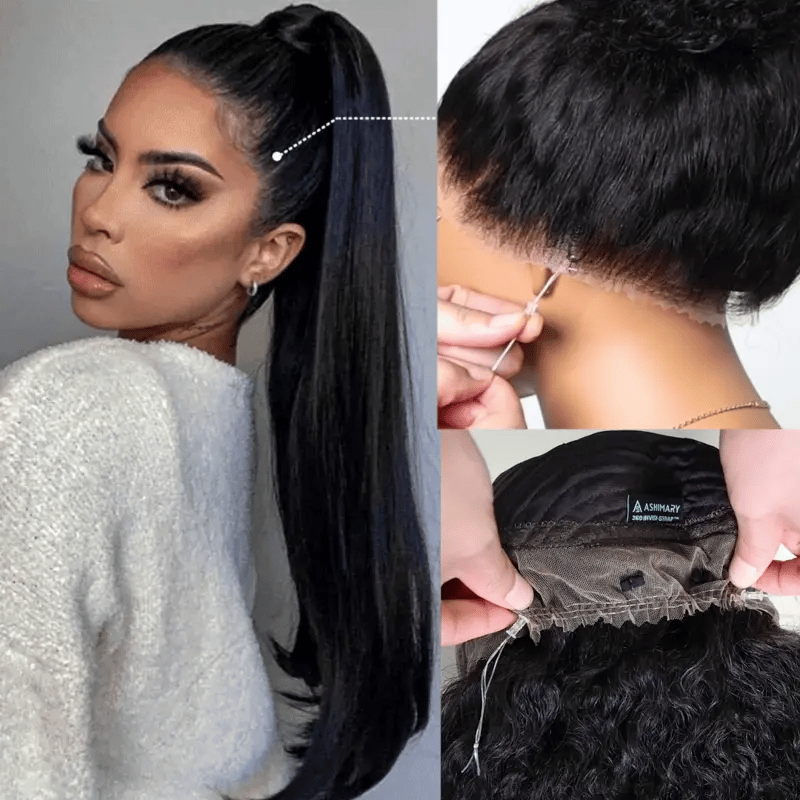 Silky Straight Invisi Strap Snug Fit 360 Transparent Lace Frontal Bleached Knots Pre Cut Lace Optional Wig - Image 4
