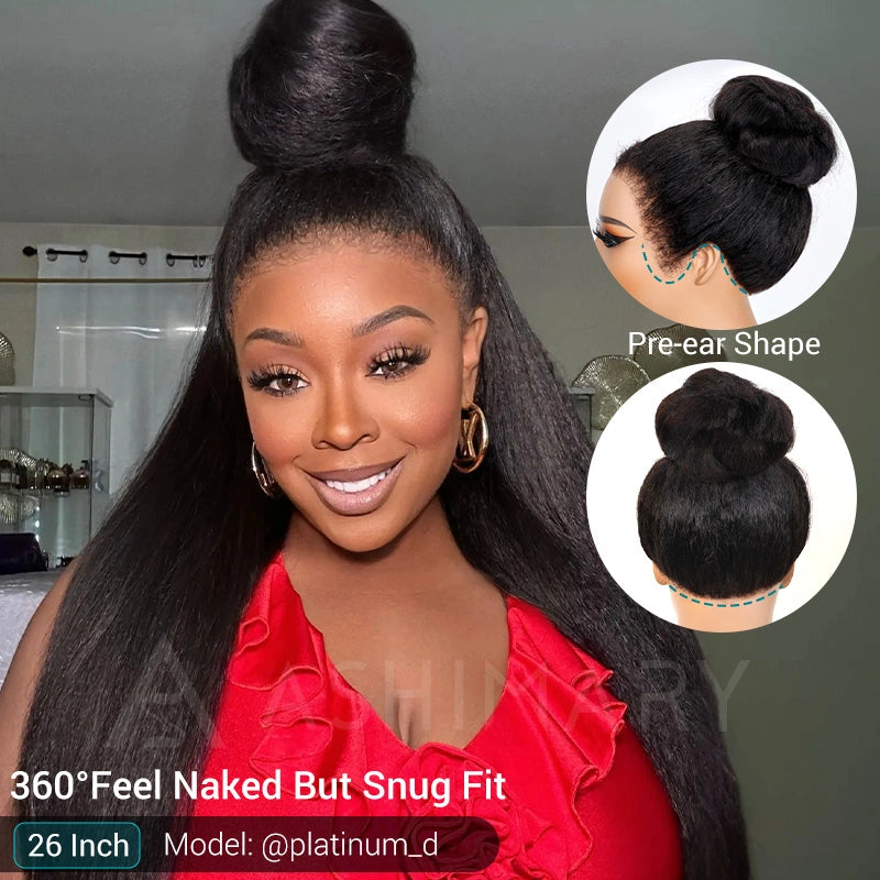 Glueless Newborn Hairline Invisi Strap 360 Skin Lace Frontal Kinky Straight Wig Pre-Everything Natural Look Human Hair Wig - Image 8