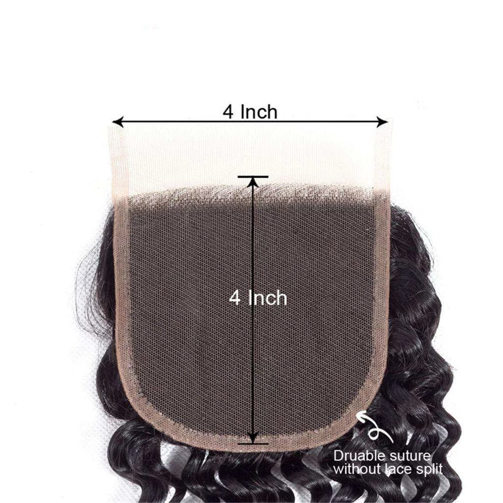 9A Kinky Curly Hair 3 Bundles with Closure Human Hair Natural Color - Image 6