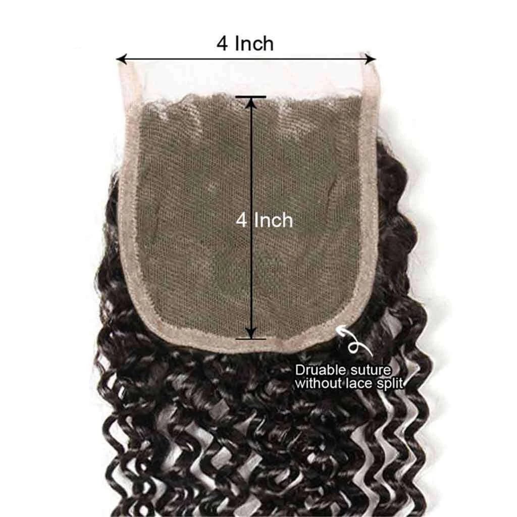 9A Jerry Curly 3 Bundles with Lace ClosureNatural Color Purvian Virgin Hair - Image 6