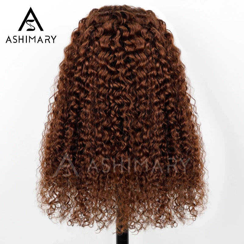 Chocolate Brown Water Wave Invisi Strap Snug Fit 360 Melting Lace Frontal Bleached Knots Glueless Lace Wig - Image 17
