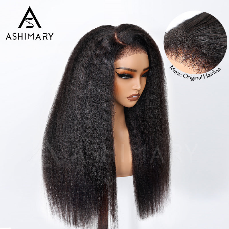 6x4.5 Lace Closure Kinky Straight Wig with Kinky Baby Hair for Black Women Glueless Natural Newborn Hairline Blend Beginner Friendly Wig - Image 10
