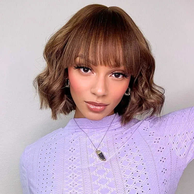 Put On and Go Ash Blonde Highlight Yaki Straight 3x1 Minimalist Lace Bob Wig With Bangs - Image 4