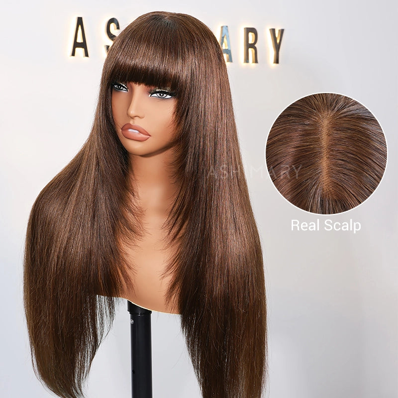 Pull Go 3x1 Lace Straight Wig True Scalp Bang Wig Glueless Pre-Styled Layered Human Hair - Image 5
