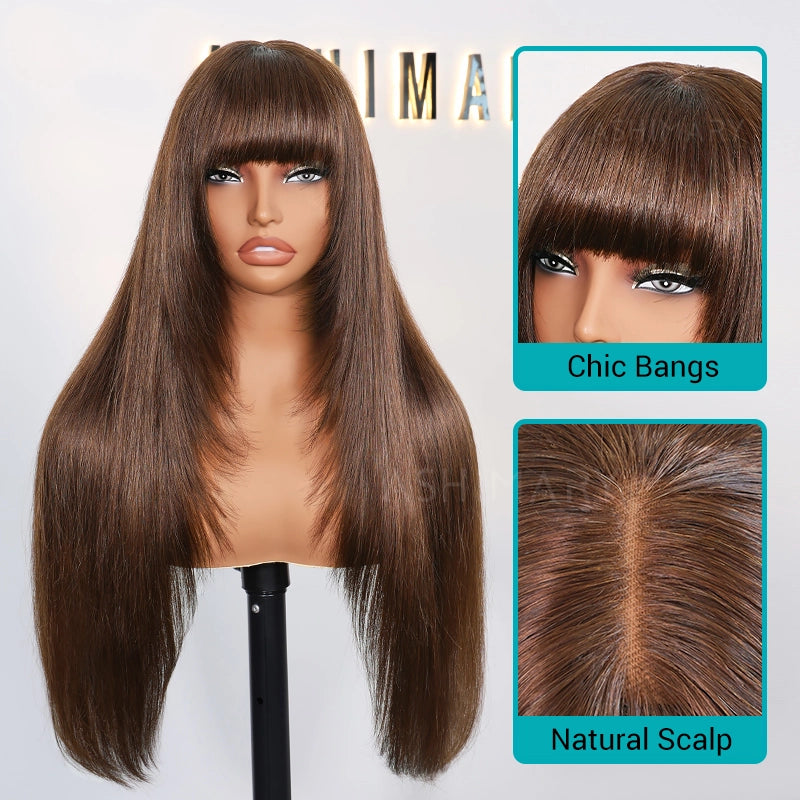 Pull Go 3x1 Lace Straight Wig True Scalp Bang Wig Glueless Pre-Styled Layered Human Hair - Image 7