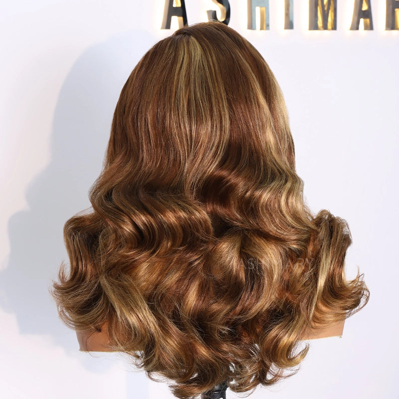 Pre Styled Highlight Peacock Curls Lace Front Wig 13x6 Pull Go Glueless Human Hair with Bold Layers - Image 6