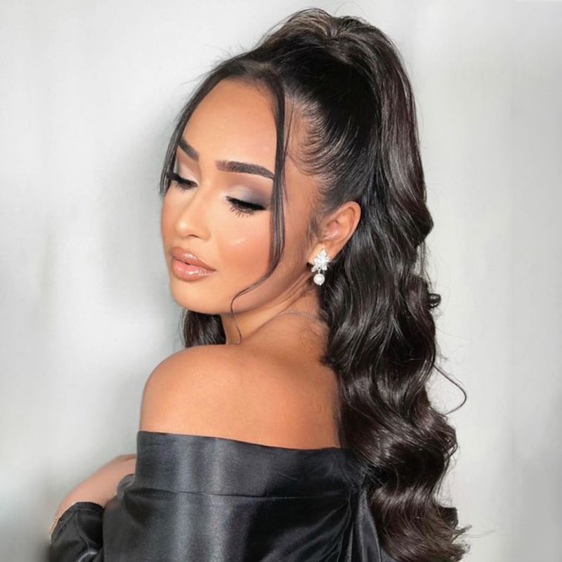 Long Ponytail Body Wave Human Hair Extensions With Clip - Image 5