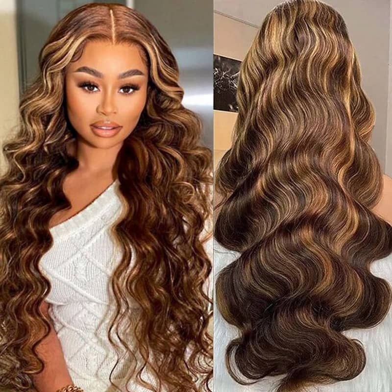 Ready to Wear Highlight Body Wave Glueless 13x4 HD Lace Wig with Pre Cut Lace & Bleached Knots - Image 13