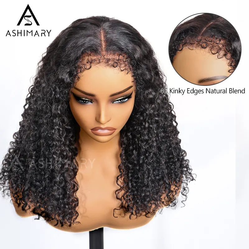4C Edges Curly Baby Hair 13x4 HD Invisible Lace Frontal Kinky Curly Wigs Pre Bleached Knots Hair - Image 5