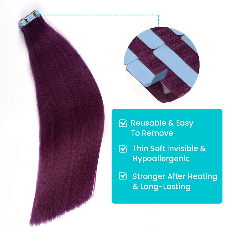 Peel & Tape Reusable Easy Tape In Hair Extensions Colored Human Hair 10Pcs/25g - Image 7