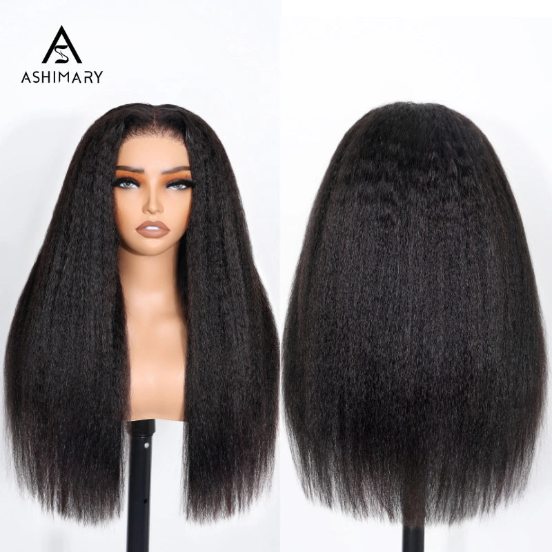 6x4.5 Lace Closure Kinky Straight Wig with Kinky Baby Hair for Black Women Glueless Natural Newborn Hairline Blend Beginner Friendly Wig - Image 12