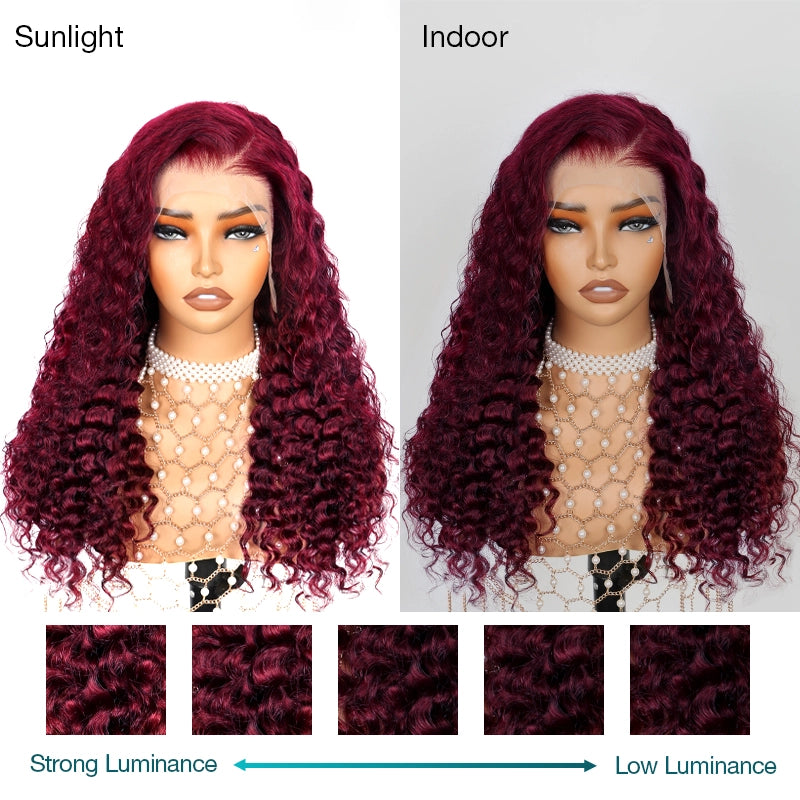 13*4 13*6 Deep Wave 99J Burgundy Curly Wig Frontal Wigs Ashimary Virgin Hair Front Wigs - Image 10