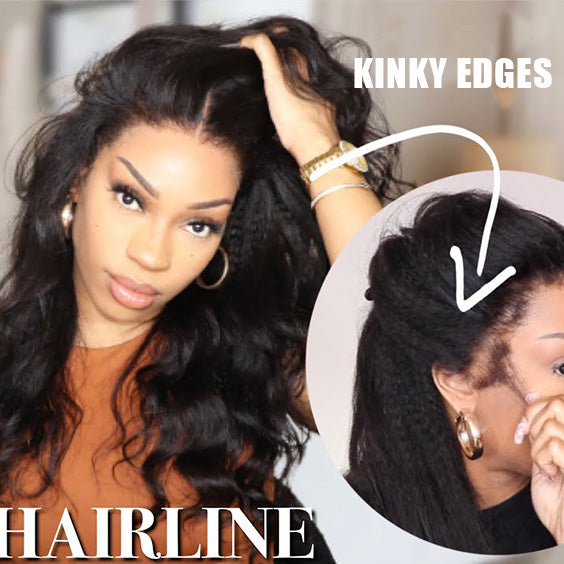 4C Edge Hairline-Body Wave 13x4 HD Invisible Lace Frontal Wigs With Kinky Edges Curly Baby Hair - Image 6