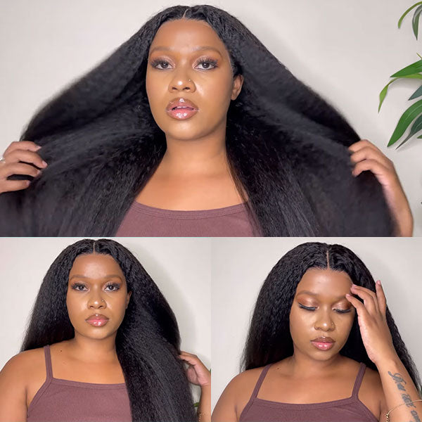 Ashimary 4C Kinky Edges Hairline 13x4 HD Lace Frontal Kinky Straight Wigs - Image 7