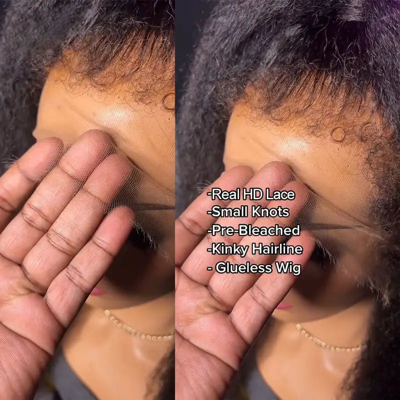 4C Edge Hairline Kinky Straight 13x4/13x6 HD Transparent Lace Front Wigs With Kinky Edges Baby Hair - Image 3