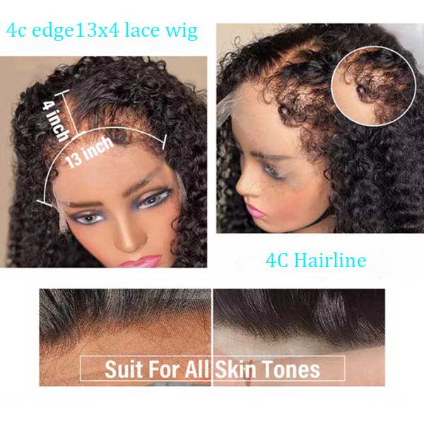 Ashimary 4C Kinky Edges Hairline HD Lace Front Deep Wave Wigs - Image 6