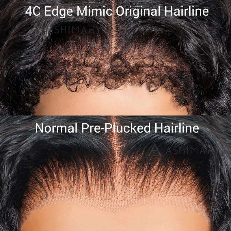4C Hairline Curly Edge Kinky Curly Wig 6x4.5 Lace Closure Natural Hairline Blend Away - Image 5