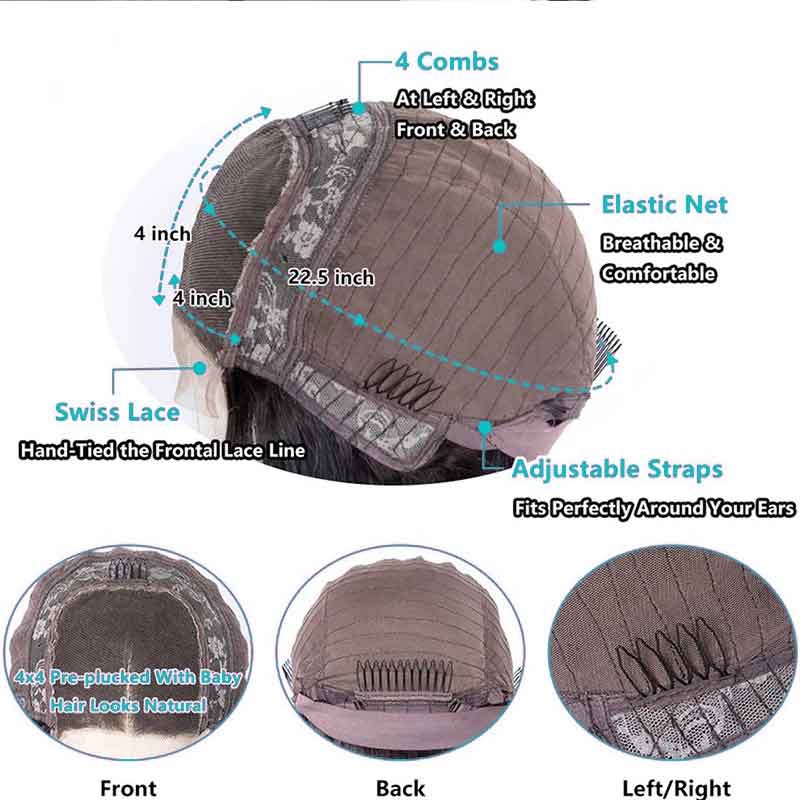 Deep Wave Bob Wig Blunt Cut Lace Front Wig 10A Human Hair Natural Color - Image 4