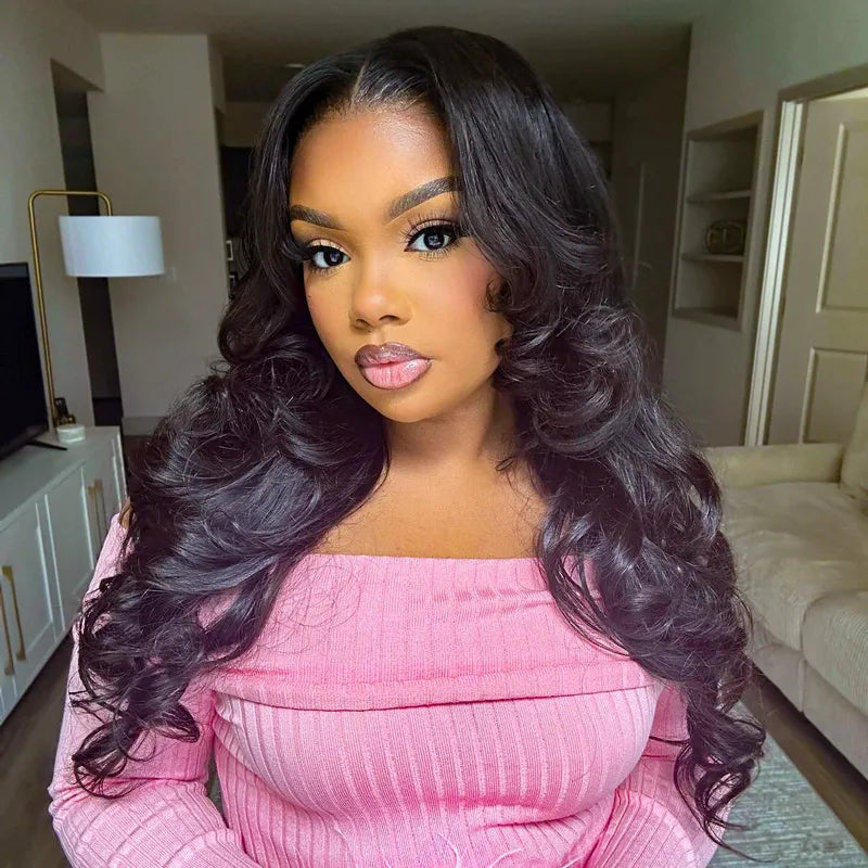 Ashimary Curtain Bangs Layered Cut 4x4 Transparent Lace Body Wave Wig 180% Density Butterfly Cut Human Hair - Image 3