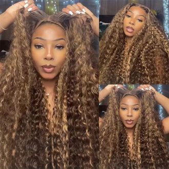 Flowy Bohemian Curly Wear And Go Highlight Piano Color Water Wave Ready to Wear Wig with Pre Plucked Hairline & Bleached Knots