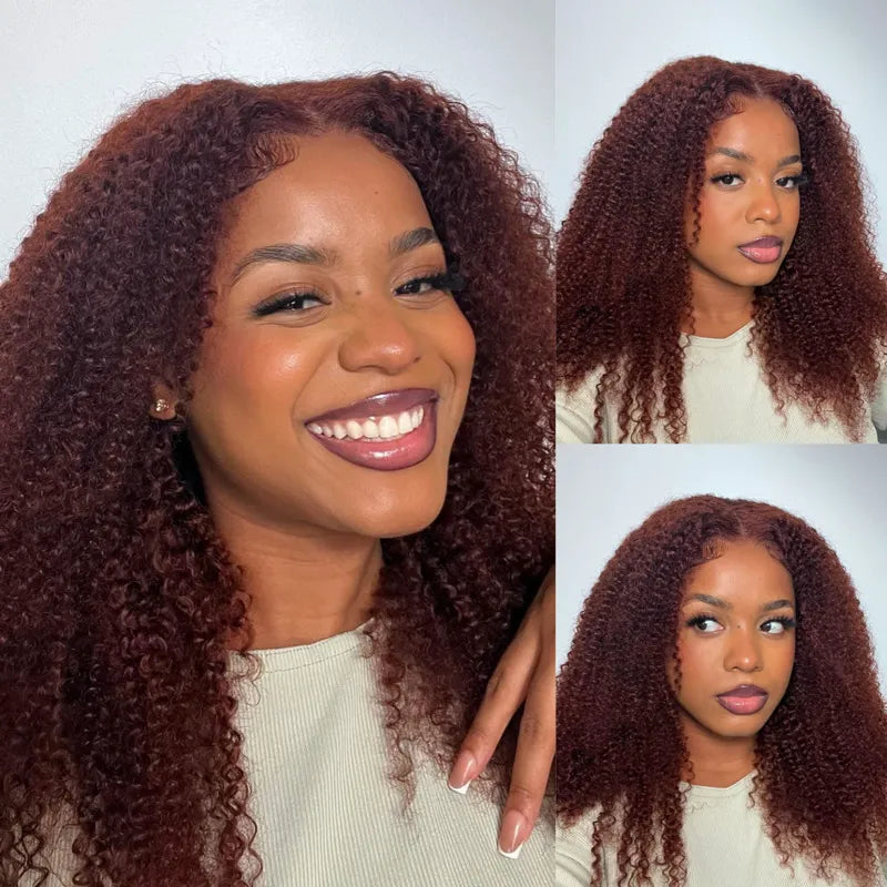 Reddish Brown Pre Eveything Wear & Go kinky Curly 5x5 Transparent Pre-cut Lace Closure WigBeginner Friendly Glueless Hair - Image 6