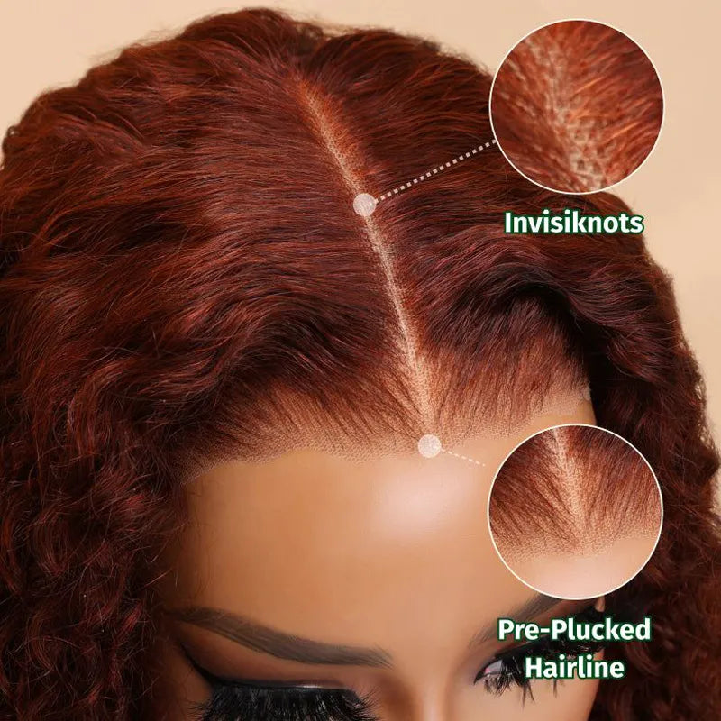 Reddish Brown Pre Eveything Wear & Go kinky Curly 5x5 Transparent Pre-cut Lace Closure WigBeginner Friendly Glueless Hair - Image 4