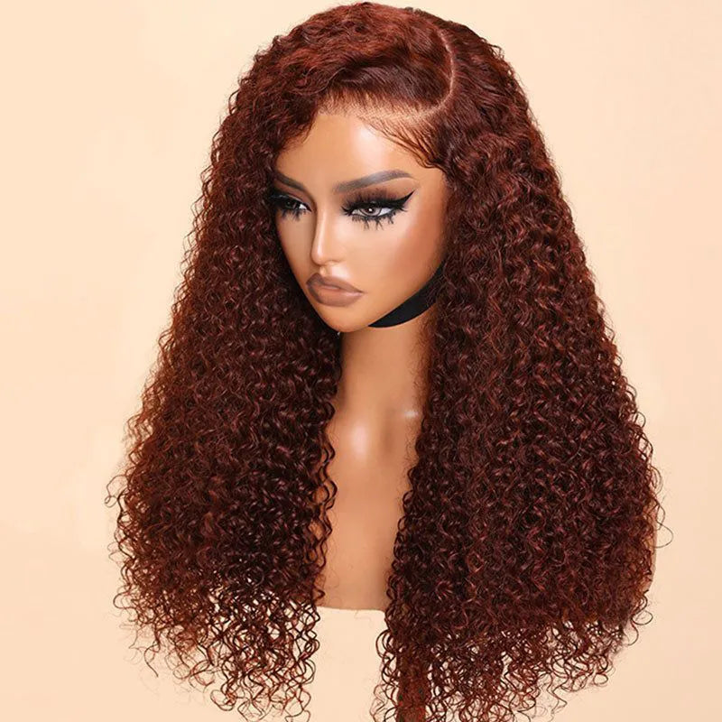 Reddish Brown Pre Eveything Wear & Go kinky Curly 5x5 Transparent Pre-cut Lace Closure WigBeginner Friendly Glueless Hair - Image 5