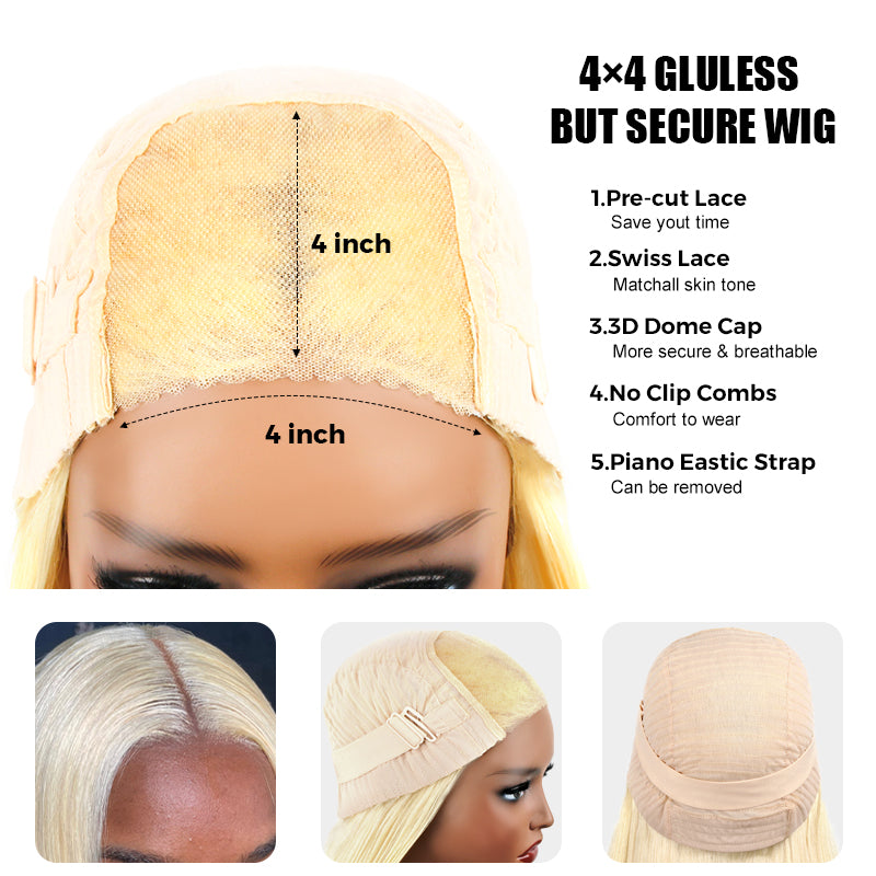 Glueless 613 Blonde Wear & Go 4*4 5*5 Transparent HD Lace Closure Straight Wig Ashimary Human Hair - Image 6