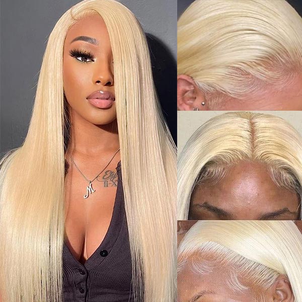 Glueless 613 Blonde Wear & Go 4*4 5*5 Transparent HD Lace Closure Straight Wig Ashimary Human Hair