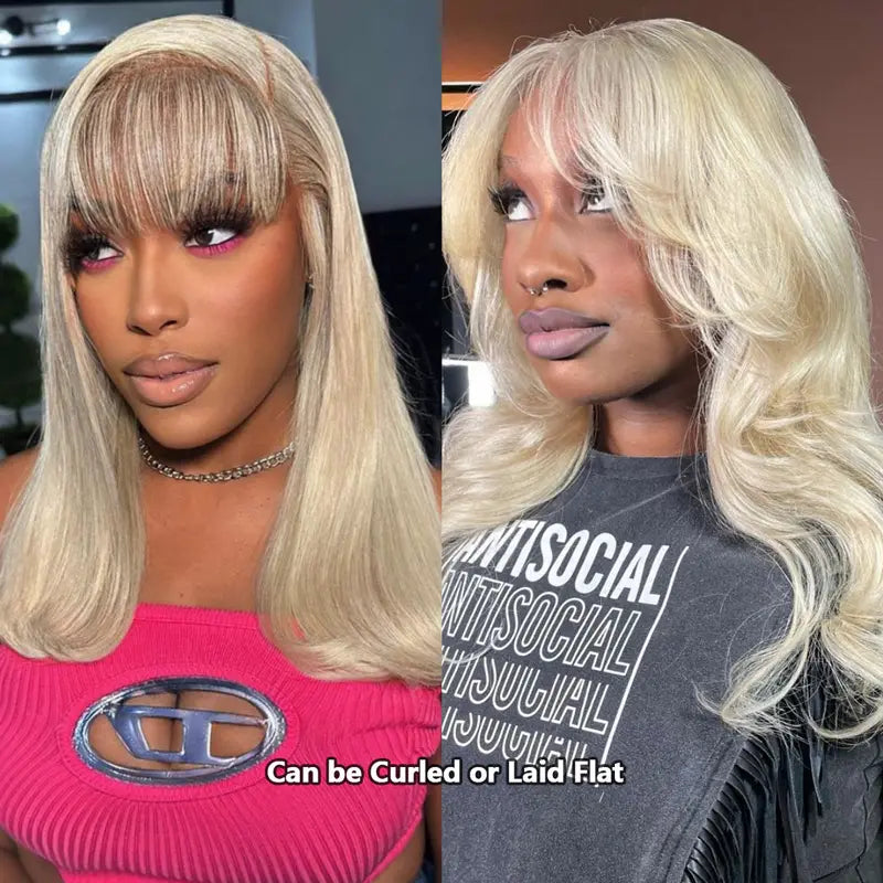 613 Blonde Straight Colored Wigs With Bangs 13x6 Transparent Full Lace Frontal Wig High Quality Remy Hair - Image 7