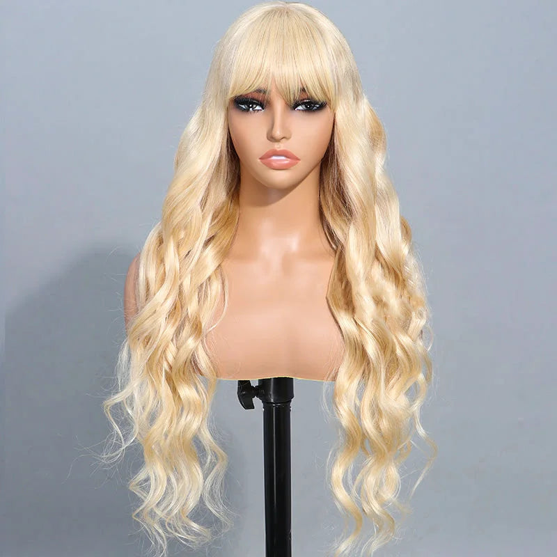 613 Blonde Straight Colored Wigs With Bangs 13x6 Transparent Full Lace Frontal Wig High Quality Remy Hair - Image 14