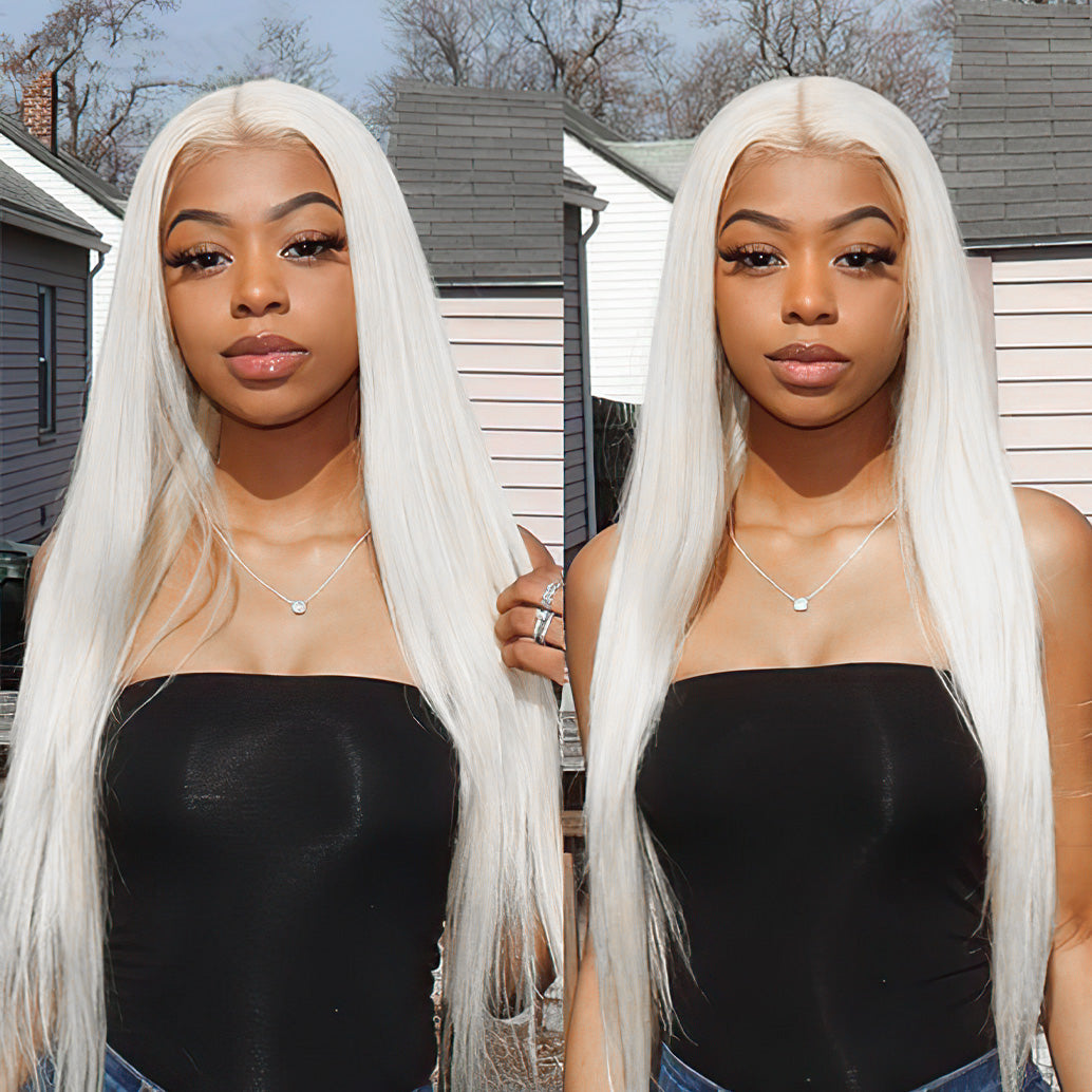 White 4x4 5x5 Glueless Lace Closure Wigs Straight Ashimary Virgin Hair - Image 3