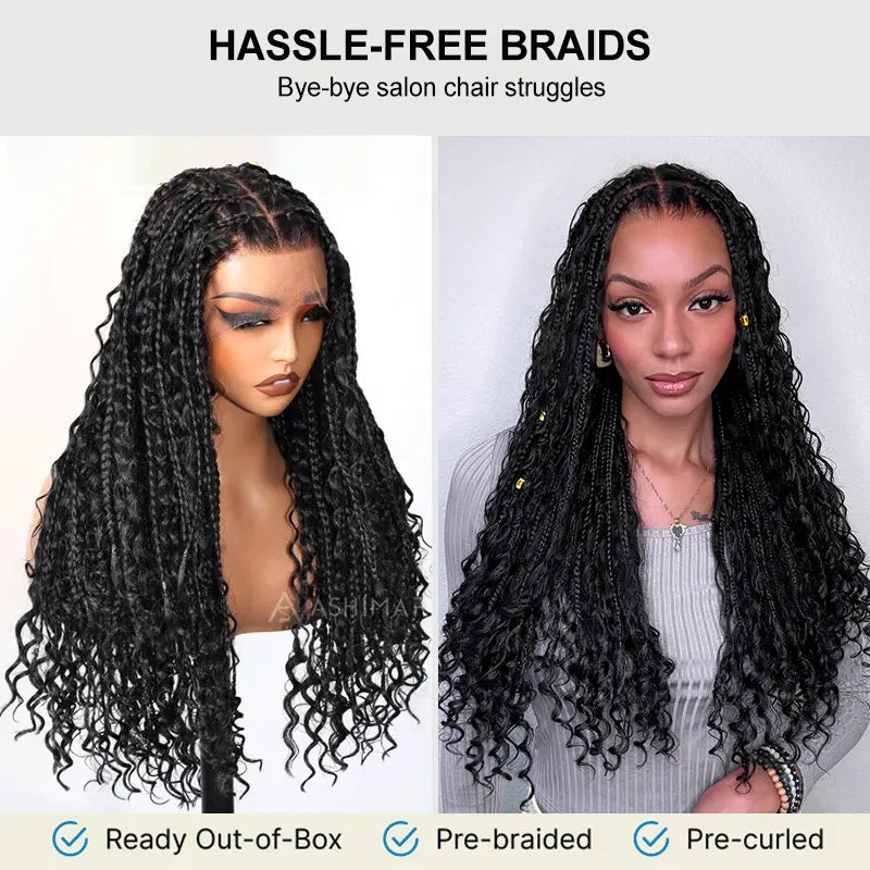 Boho Braids Water Wave Glueless 6x4.5 Closure Lace with Braided Top Human Hair Wig Pre-Cut Lace - Image 6