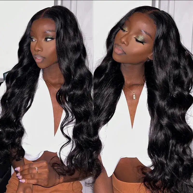 Ready to Wear & Go Pre Cut Upgraded Crystal Lace Glueless Body Wave Human Hair Wigs with Pre Plucked Hairline & Bleached Knots - Image 3