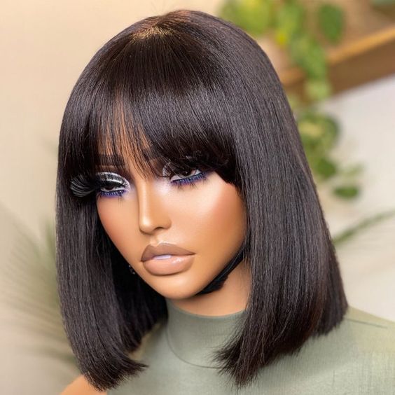 Ashimary Double Drawn High Density Pull Go 3x1 Wig True Scalp Lace Glueless Bob Wig With Bangs - Image 3