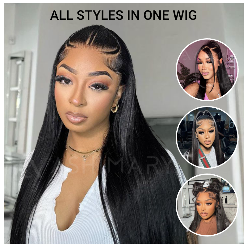 Ashimary Pull Go 13x6 Full Glueless Wig Transparent Lace Front Wig Straight Brazilian Human Hair - Image 13