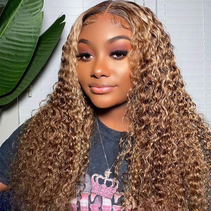 Flowy Bohemian Curly Wear And Go Highlight Piano Color Water Wave Ready to Wear Wig with Pre Plucked Hairline & Bleached Knots - Image 3