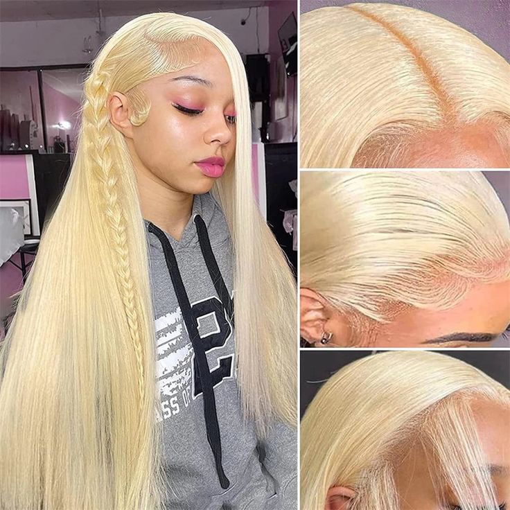 613 Blonde Pull Go 13x6 Full Pre-Cut Glueless Lace Front Wig Brazilian Human Hair - Image 2